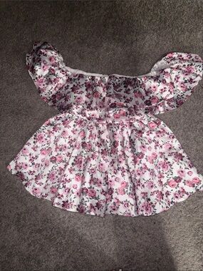 ASOS LUXE  White Pink Floral Off-Shoulder romper